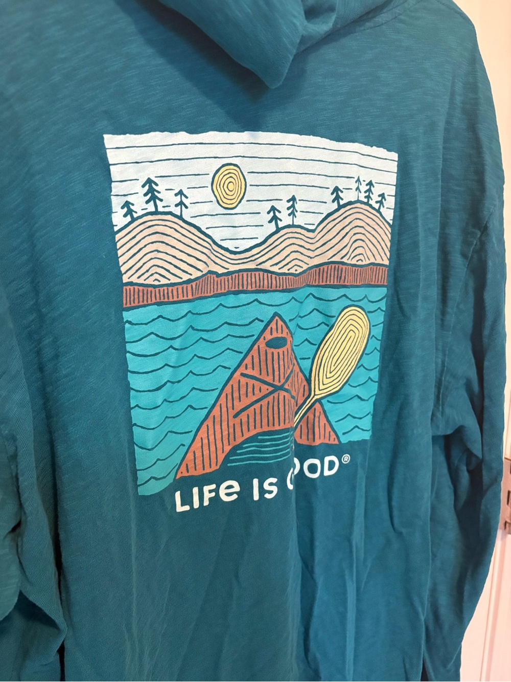 Life is good men’s long sleeve kayak shirt